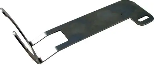 Fühlerhalteklammer aus Metall mit flacher, rechteckiger Form, hergestellt von Wolf, zur Stabilisierung und Halterung von Fühlern in mechanischen Anwendungen.